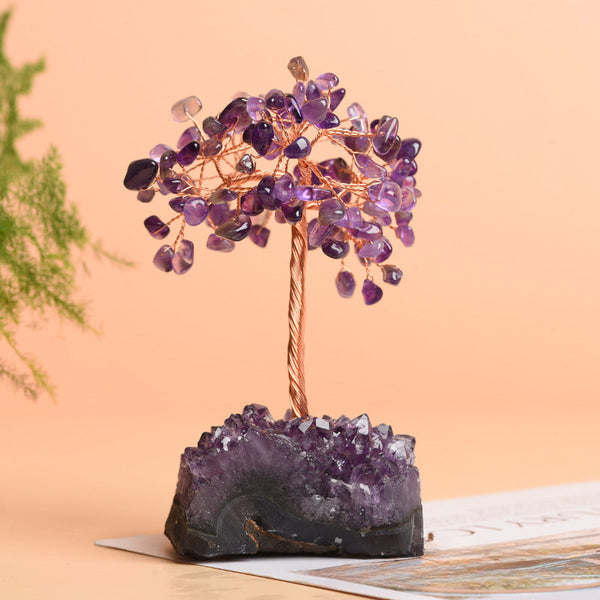 Natural Amethyst Cluster Base Fortune Tree Decoration