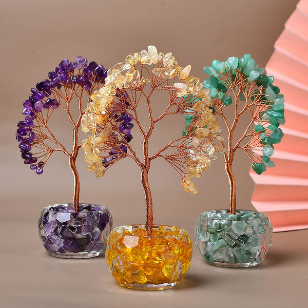 Diamond Bowl Natural Crystal Fortune Tree Ornaments