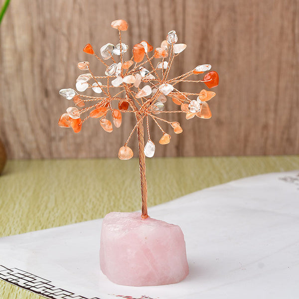 Natural Pink Crystal Base Fortune Tree