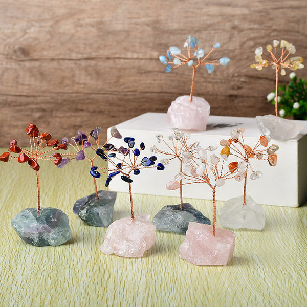 Natural Stone Crystal Base Mini Fortune Tree