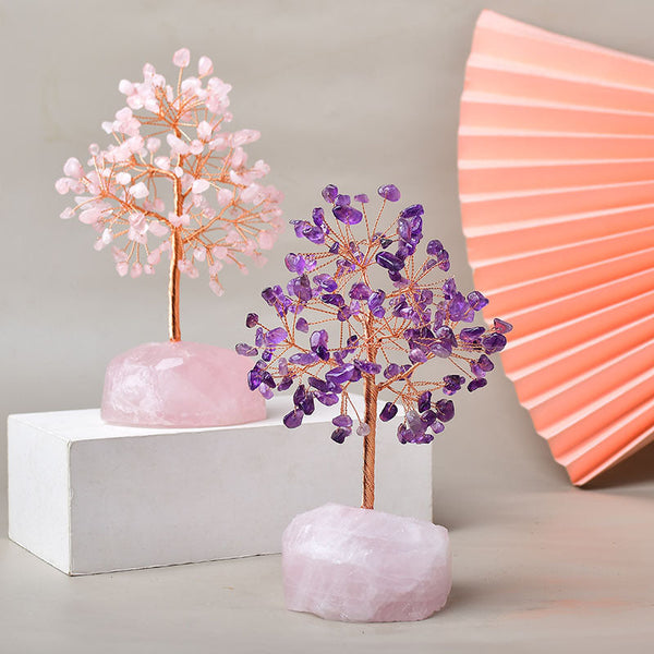 Natural Rose Quartz Base Fortune Tree