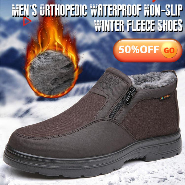 Men's Orthopedic Warm Snow Boots Waterproof Non-Slip Winter Fleece Shoes